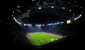 Sân vận động World Cup 2026 rực sáng — minh hoạ dự đoán nhà cái về đội vô địch